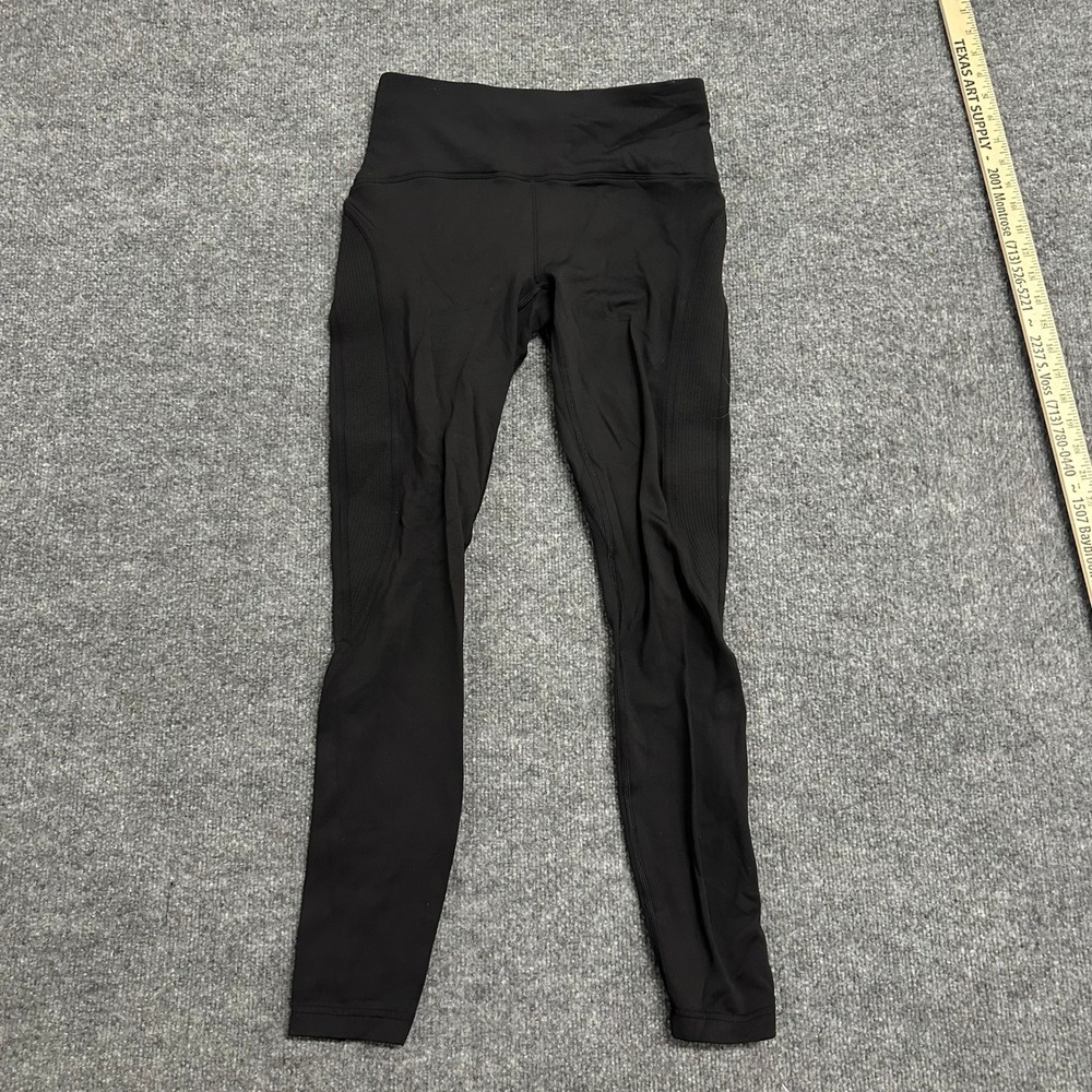 Lululemon Leggings Womens Size 4 Black High Rise Athletic Mesh Pocket Yoga Pants